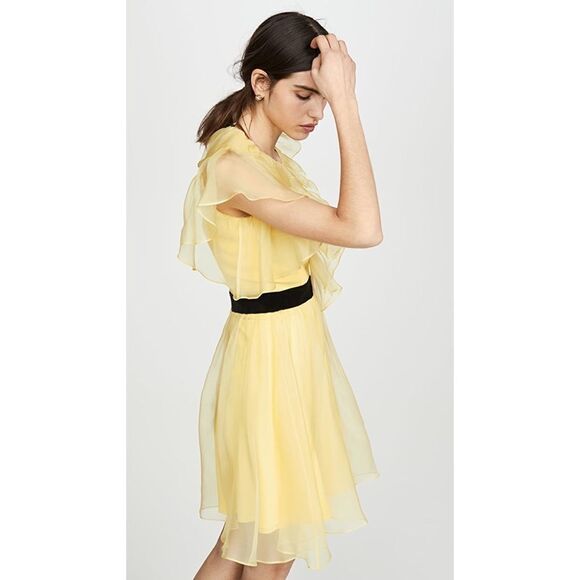 macgraw silk Sandpiper Deep V-Neck Dress Yellow Black Size 8 - Picture 2 of 12